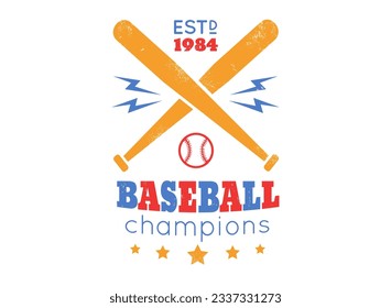 Vector sport logo for baseball with bats and ball. Vintage vector emblem for baseball.