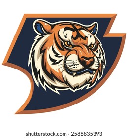 vector sport logo illustration of tiger head mascot front view on simple claw icon, vector work of hand drawn