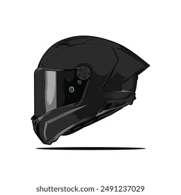 Vector Sport Motorcycle Helmet Black Doff Design Idea with Transparent Background