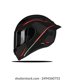 Vector Sport Motorcycle Helmet Black Doff Design Idea with Transparent Background V2