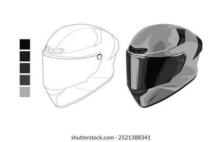 Casco de motocicleta deportiva de Vector con contorno