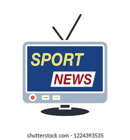 Vector Sport News Icon. Flat Illustration Of Media News. Sports News Isolated On White Background. Sport Sign Symbol - Breaking News Icon