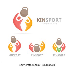 Vector sport and people logo combination. Fitness and family symbol or icon. Unique union, help, connect, team and community logotype design template.