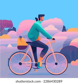 vector sport person riding a bicycle 