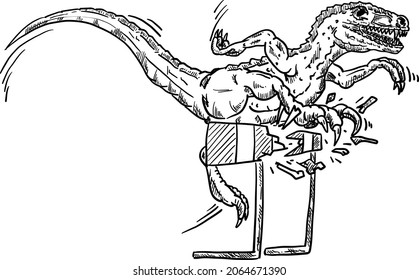 vector - sport  run jump dinosaur isolated on background