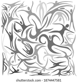 Vector sport seamless pattern with silhouettes of person. Simple abstract black and white illustration with figures of peoples in motion. Concept of movement, freedom, activity for print and web