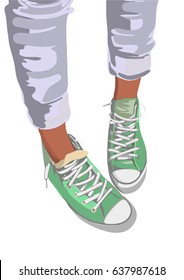 Vector sport shoes mint colour on background.