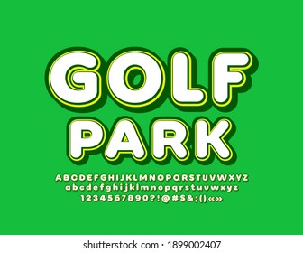 Vector sport sign Golf Park. Trendy style Font. Stylish Alphabet Letters and Numbers set