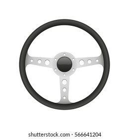 Vector Sport Steering Wheel illustration, isolated on white background