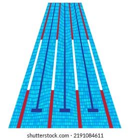 Vector Sport Swimming Pool Texture. Transparent Wave Surface Reflect. Blue Mosaic Background.