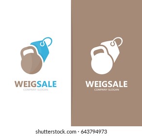 Vector of sport and tag logo combination. Gym and shop symbol or icon. Unique fitness and label logotype design template.