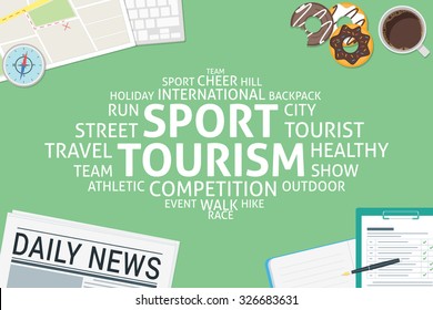 vector sport tourism concept,template