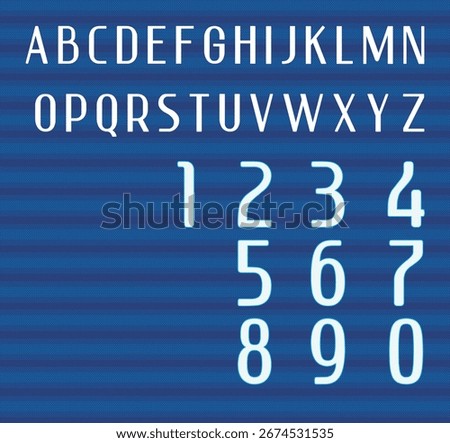 Vector sport typeface inspired by Brazil 2014 away jersey. Iconic slim lettering with bold numbers, ideal for soccer graphics, streetwear prints, poster design, and athletic apparel branding