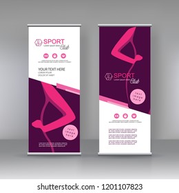 Vector sport Vertical stand banner design template. flyer, poster - cover sport, health and fitness, women slim body illustration concept design elements, web and printing templates