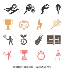 colección de elementos de tenis vintage deportivos vectoriales