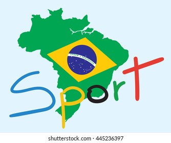 vector of sport word text on brazil map