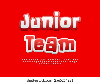 Vector sportive icon Junior Team. Exclusive Cool Font. Bright set of Alphabet Letters and Numbers