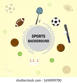 vector sports background concept on light yellow color, vector illustration