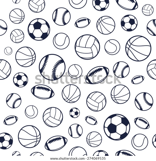 Vector Sports Balls Black White Seamless Stock Vector Royalty Free