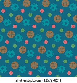 vector sports balls seamless pattern