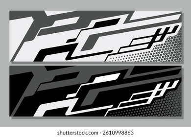 Vector sports car body wrap decal in white and black background design decal car livery EPS 10