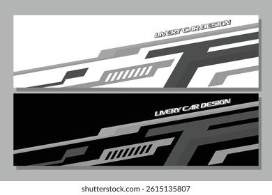 Vector sports car body wrap decal in white and black background design decal car livery in grey color EPS 10