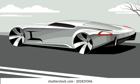 Vector sports car isolated on neutral background