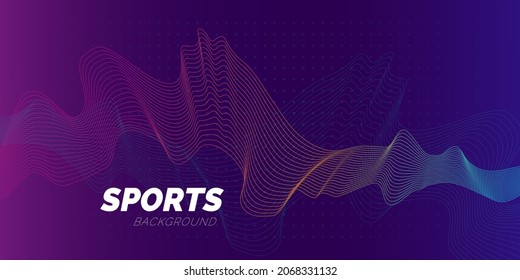 Vector sports design background with dynamic gradient color waves, line and abstract particles