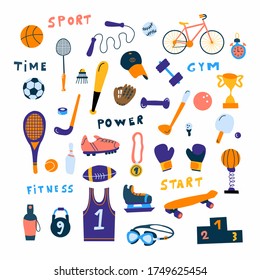 Vector sports equipment icon set