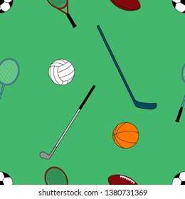 Vector sports equipment seamless pattern