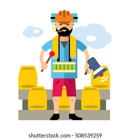 Vector Sports fan. Flat style colorful Cartoon illustration.