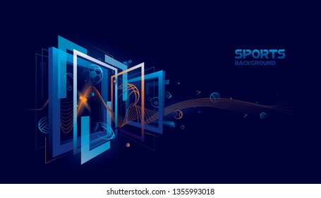 Vector sports with futuristic technology background design.