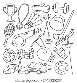 Vector sports icons. Doodle sport illustration