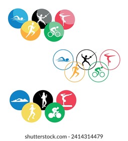 Vector sports icons in flat style Olympic rings