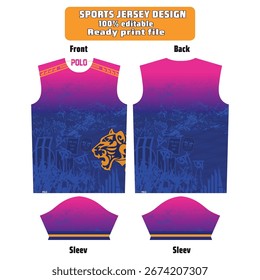 Plantilla de jersey deportivo de Vector con diseño geométrico atrevido. Parte delantera y trasera incluida, perfecto para la impresión por sublimación, kits de ciclismo, uniformes de deportes electrónicos y ropa deportiva.