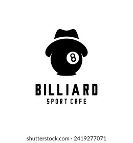 vector sports logo of billiard ball, billiard ball and mafia hat