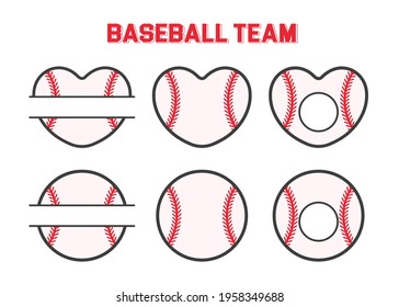 Vector sports monogram. Baseball ball text box Leave a place for the team name text.