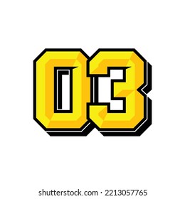 Vector sports number 03. Simple design