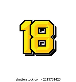 Vector sports number 18. Simple design