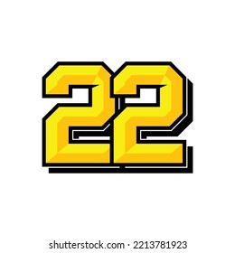 Vector sports number 22. Simple design