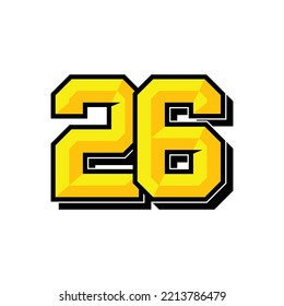 Vector sports number 26. Simple design