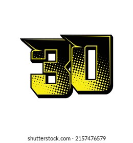 Vector sports number 30. Simple design