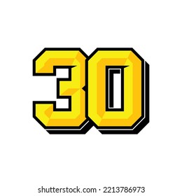 Vector sports number 30. Simple design