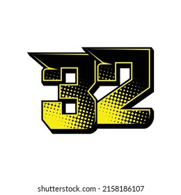 Vector sports number 32. Simple design