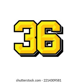 Vector sports number 36. Simple design
