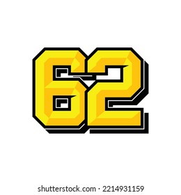 Vector sports number 62. Simple design