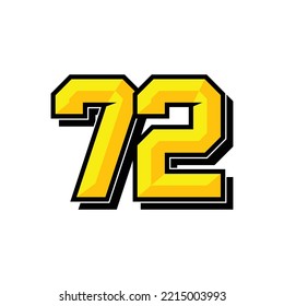Vector sports number 72. Simple design
