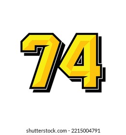 Vector sports number 74. Simple design