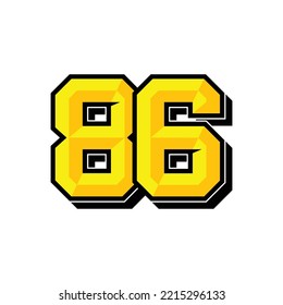 Vector sports number 86. Simple design