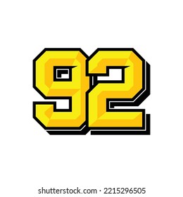 Vector sports number 92. Simple design